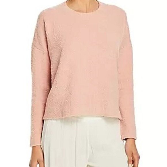 NWT Eileen Fisher Blush Organic Cotton Blend Crew Neck Box-Top - Picture 1 of 7